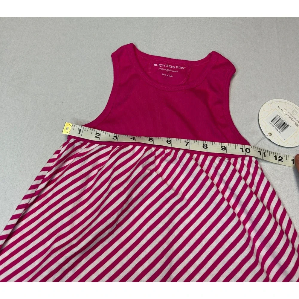Burts Bees Kids Pink Striped Organic Cotton Maxi Dress Size 5 NWT